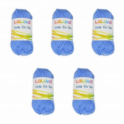 5er Pack Babywolle uni blau 125g 70% Merino 30% Milchfaser Handstrickgarn, weiche Wolle zum Stricken und Hkeln