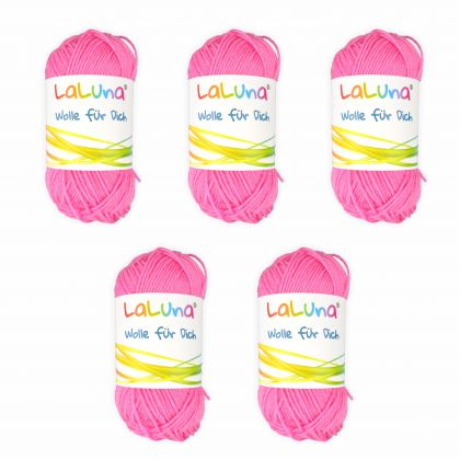 5er Pack Babywolle uni rosa 125g 70% Merino 30% Milchfaser Handstrickgarn, weiche Wolle zum Stricken und Hkeln