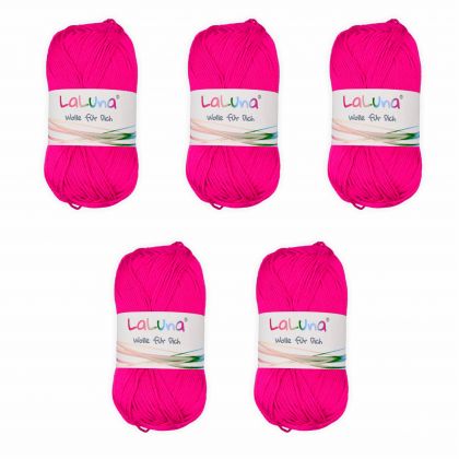 5er Pack Basic Wolle dark pink 100% Baumwolle 250g, Strick und Hkelgarn der Marke LaLuna