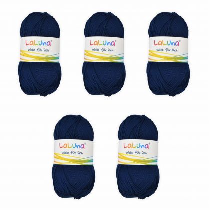 5er Pack Basic Wolle dunkelblau 100% Baumwolle 250g, Strick und Hkelgarn der Marke LaLuna