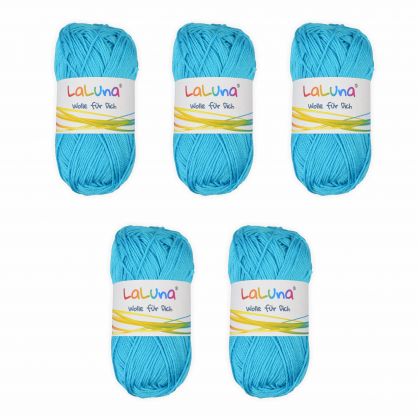 5er Pack Basic Wolle eisblau 100% Baumwolle 250g, Strick und Hkelgarn der Marke LaLuna