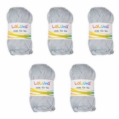 5er Pack Basic Wolle grau 100% Baumwolle 250g, Strick und Hkelgarn der Marke LaLuna