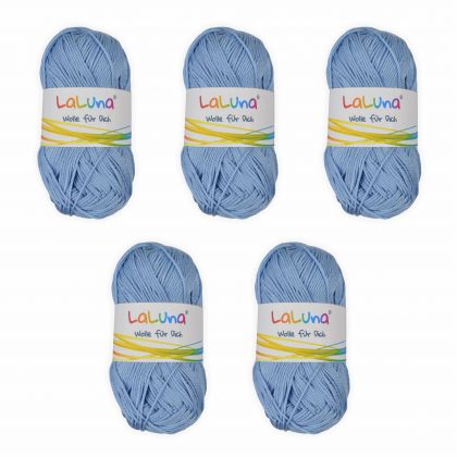 5er Pack Basic Wolle hellblau 100% Baumwolle 250g, Strick und Hkelgarn der Marke LaLuna