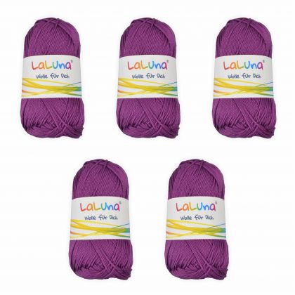 5er Pack Basic Wolle lila 100% Baumwolle 250g, Strick und Hkelgarn der Marke LaLuna