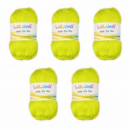 5er Pack Basic Wolle neon gelb 100% Baumwolle 250g, Strick und Hkelgarn der Marke LaLuna