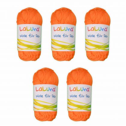 5er Pack Basic Wolle orange 100% Baumwolle 250g, Strick und Hkelgarn der Marke LaLuna