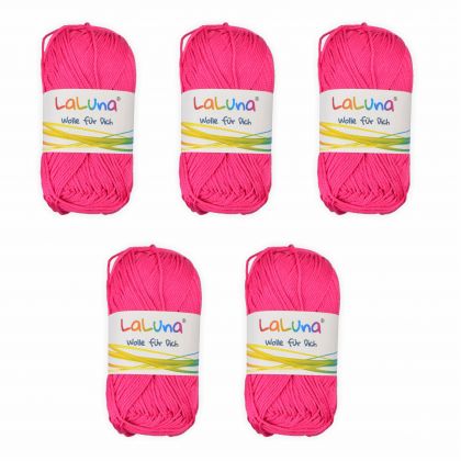 5er Pack Basic Wolle pink 100% Baumwolle 250g, Strick und Hkelgarn der Marke LaLuna