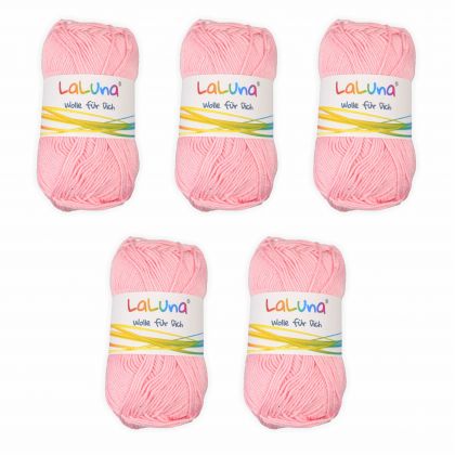 5er Pack Basic Wolle rosa 100% Baumwolle 250g, Strick und Hkelgarn der Marke LaLuna
