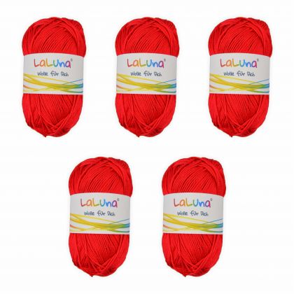 5er Pack Basic Wolle rot 100% Baumwolle 250g, Strick und Hkelgarn der Marke LaLuna