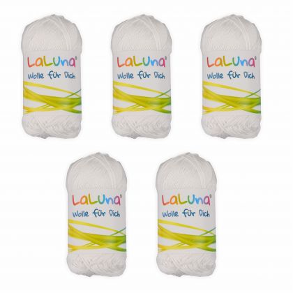 5er Pack Basic Wolle weiss 100% Baumwolle 250g, Strick und Hkelgarn der Marke LaLuna
