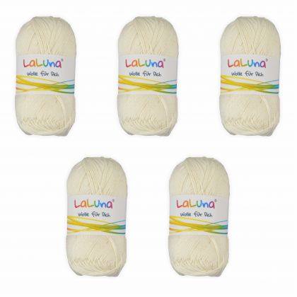 5er Pack Basic Wolle wollweiss 100% Baumwolle 250g, Strick und Hkelgarn der Marke LaLuna