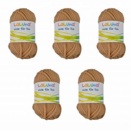 5er Pack Filz Wolle cappucino 100 % Schurwolle 250g, Wolle zum Stricken und Filzen Marke: LaLuna