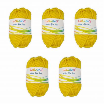 5er Pack Filz Wolle gelb 100 % Schurwolle 250g, Wolle zum Stricken und Filzen Marke: LaLuna