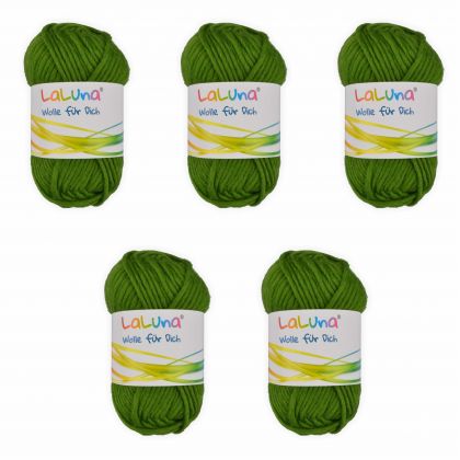 5er Pack Filz Wolle oliv 100 % Schurwolle 250g, Wolle zum Stricken und Filzen Marke: LaLuna