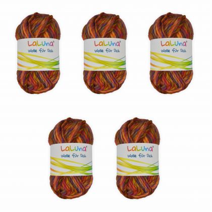 5er Pack Filzwolle mixed colors orange 250 g 100 % Schurwolle , Wolle zum Stricken und Filzen
