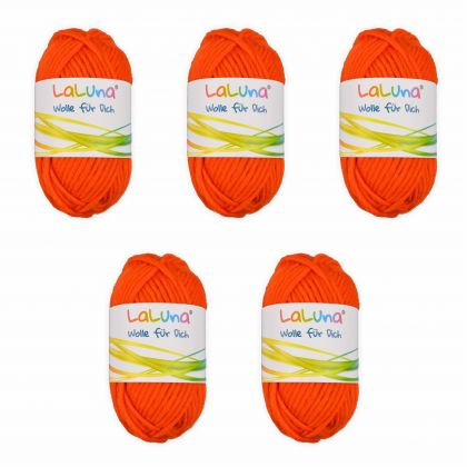 5er Pack Filz Wolle orange 100 % Schurwolle 250g, Wolle zum Stricken und Filzen Marke: LaLuna