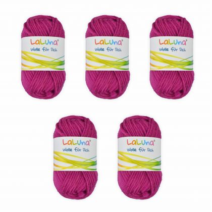 5er Pack Filz Wolle pink 100 % Schurwolle 250g, Wolle zum Stricken und Filzen Marke: LaLuna