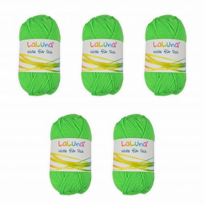 5er Pack Uni Wolle neon grn 100 % Polyacryl Wolle 250g, Garn zum Stricken & Hkeln, Marke: LaLuna