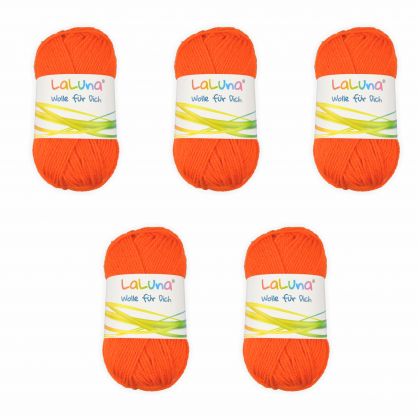 5er Pack Uni Wolle orange 100 % Polyacryl Wolle 250g, Garn zum Stricken & Hkeln, Marke: LaLuna