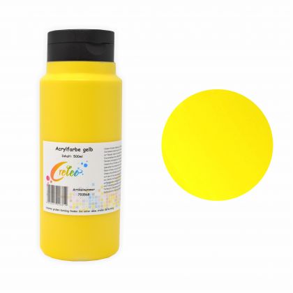 Acrylfarbe gelb hochwertige Malfarbe in einer 500 ml Flasche