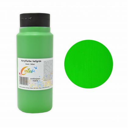 Acrylfarbe hellgrün hochwertige Malfarbe in einer 500 ml Flasche