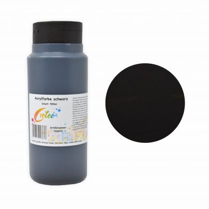 Acrylfarbe schwarz hochwertige Malfarbe in einer 500 ml Flasche