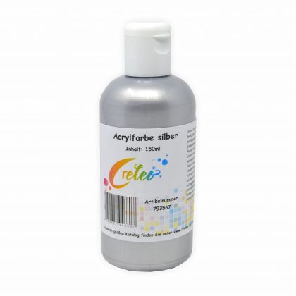 Acrylfarbe silber hochwertige Malfarbe in einer 150 ml Flasche