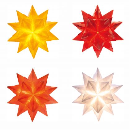 Bascetta-Stern Set, 7,5x7,5cm, 4 x 32 Blatt, weiß, gelb, rot, orange Transparentpapier 115g/m²