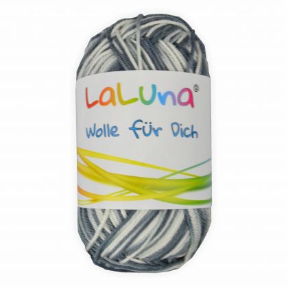 Basic Wolle bunt mix weiss, grau 100% Baumwolle 50g - 125m, Strick und Hkelgarn der Marke LaLuna
