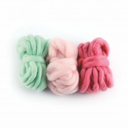 Filz Wolle in 3 Farben rosa, pink, mint je 5 m lang