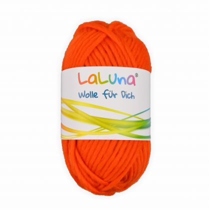Filz Wolle orange 100 % Schurwolle 50g - 50 Meter, Wolle zum Stricken und Filzen Marke: LaLuna