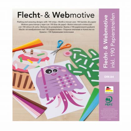 Flecht- & Webmotive Bastelset, DIN A4, 16 Blatt sortiert inkl. 190 Papierstreifen