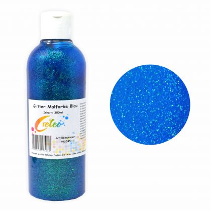 Glitter Malfarbe blau 300 ml