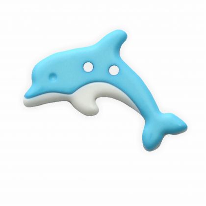 Knpfe als Delphin weiss blau 30 mm 4 Stck