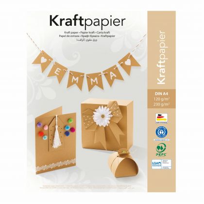 Kraftpapier-Block, DIN A4, 20 Blatt sortiert 10 x 120g/m + 10 x 230g/m