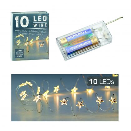 Lichterkette Mikro 10 LED`s Stern 1,2 Meter lang warmwei