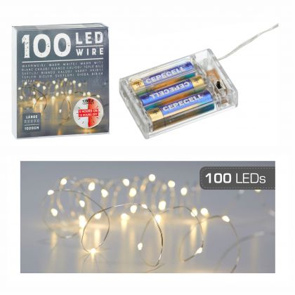 Lichterkette Mikro mit TIMER 100 LED`s 10 Meter lang warmwei