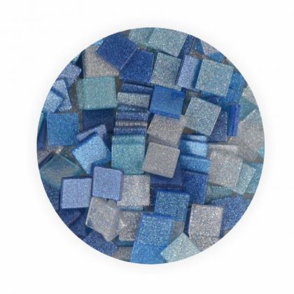 Mosaiksteine 10x10mm Glitter Mix blau 190 Stck 45 g