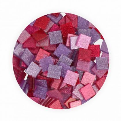 Mosaiksteine 10x10mm Glitter Mix pink 190 Stck 45 g
