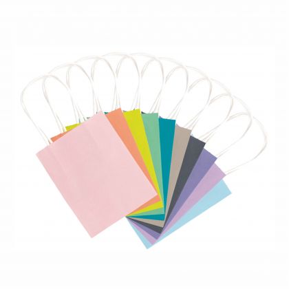 Creleo - Papiertten mit Henkel farbig sortiert aus 110g/m Kraftpapier 20 Stck, 12x15x5,5 cm