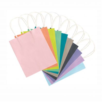Creleo - Papiertten mit Henkel farbig sortiert aus 110g/m Kraftpapier 20 Stck, 18x21x8 cm