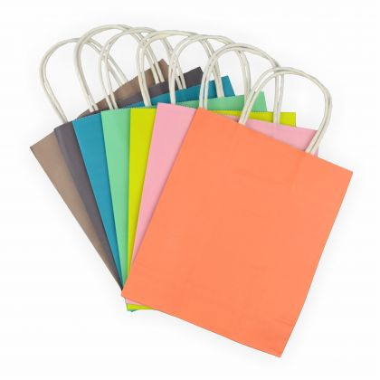 Creleo - Papiertten mit Henkel farbig sortiert aus 110g/m Kraftpapier 7 Stck, 18x8x21 cm