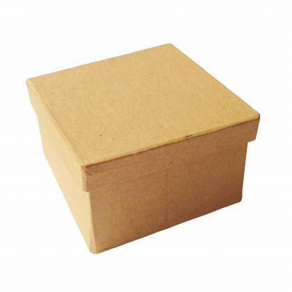 Papp Box mit Deckel Eckig 8,5x8,5x5,2 cm aus Pappmache braun 