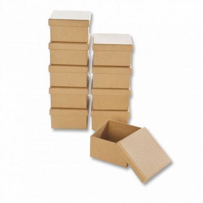 Papp-Boxen 10 Stück ECKIG 7,5x7,5x4,5cm Bastelboxen mit Deckel