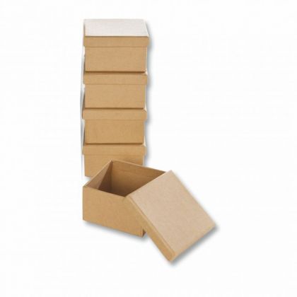 Papp-Boxen 5 Stck ECKIG 7,5x7,5x4,5cm Bastelboxen mit Deckel
