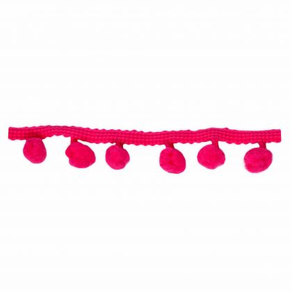 Pompon Borte - einfarbig 10 mm pink 5 Meter