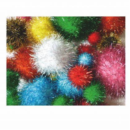 Pompons Glitter 100 Stck gemischte Farben