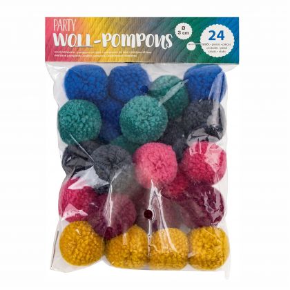 Woll Pompons PARTY 24 Stck in 6 Farben sortiert