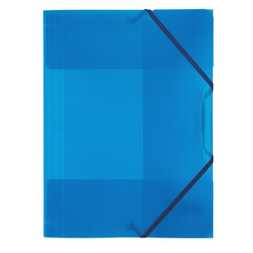 Sammelmappe - Gummizugmappe aus Kunststoff, DIN A4 blau transparent mit Gummiband