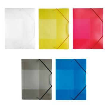 Sammelmappe - Gummizugmappe aus Kunststoff, transparent, farbig sortiert mit Gummiband, DIN A4